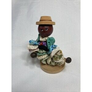 Vintage Cuba Doll Playing Maracas Cuban Souvenir Doll Handmade Folk Art Figurine